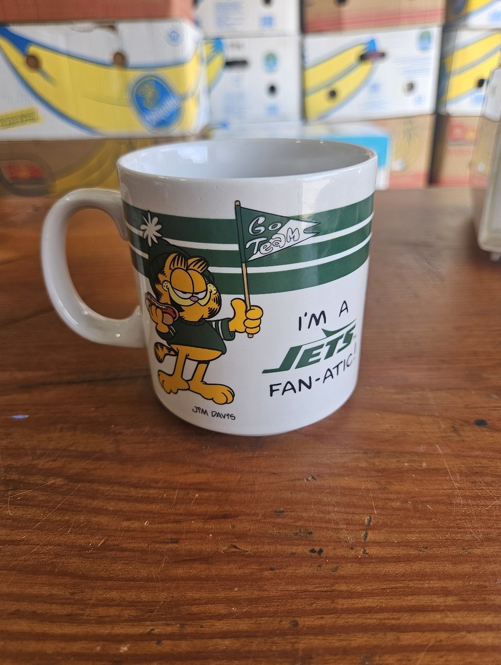 Vintage Garfield New York Jets Coffee Mug Jim Davis NFL 1978 Enesco